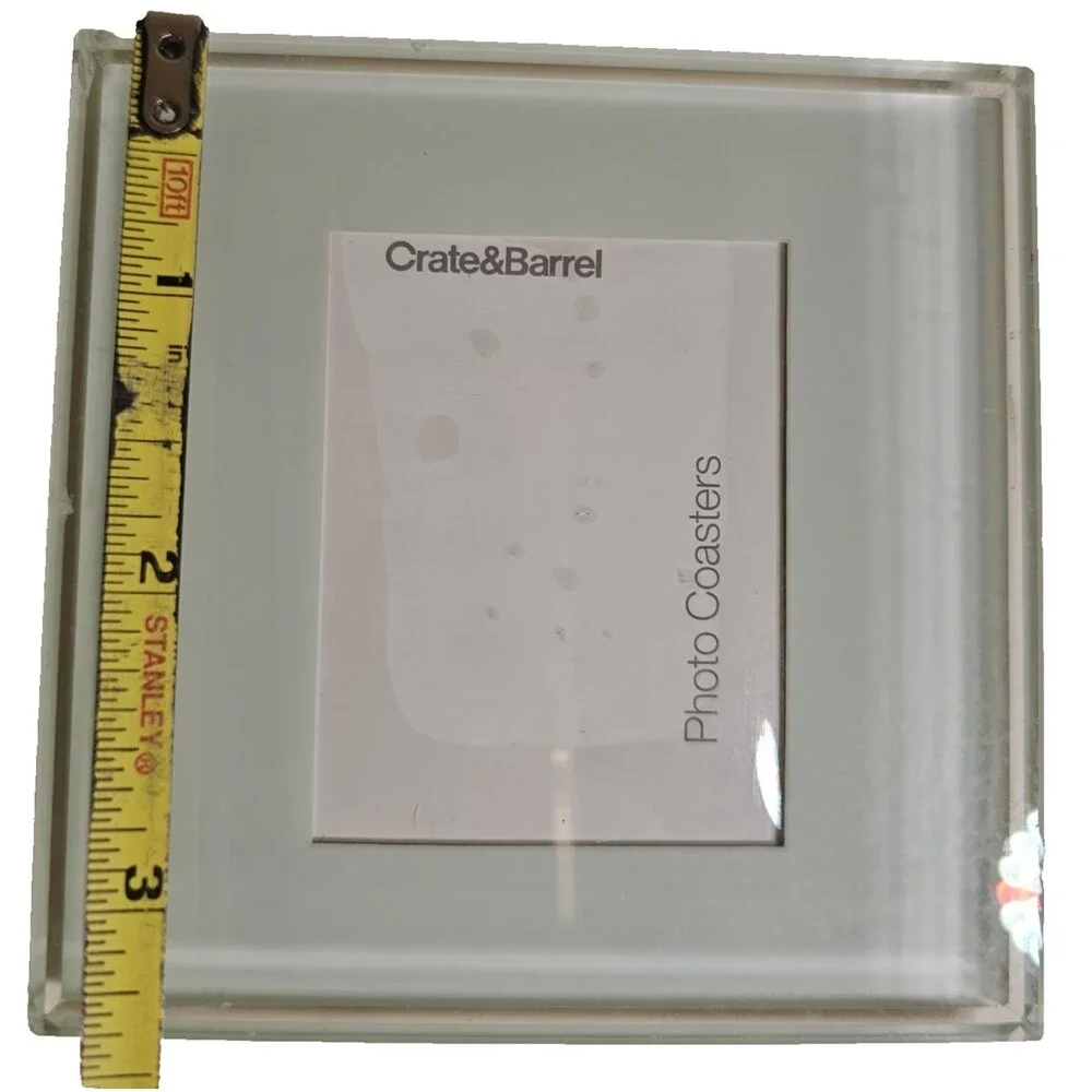 Crate & Barrell Picture Frame Coasters Glass 3.5